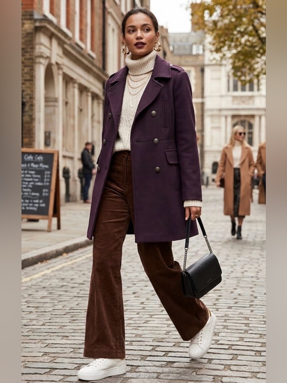 Ann Taylor LOFT Merlot Double-Breasted Wool Blend Pea Coat 4